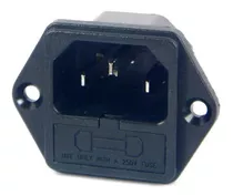 Conector Tomada Ac 10a Fixação Painel Iec320 C14 C/ Fusivel