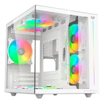 Gabinete Gamer Balam Rush Tank Pro Evo Gm955 Mini Torre Micro Atx 3 Fan Rgb Cristal Templado Usb-c Blanco Br-937337