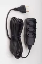 Extensão Elétrica Bivolt 3 Saídas 5 Metros Padrão 2 Pinos Cor Preto 110v/220v