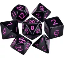 Sete 7 Dados Rpg Preto E Roxo D4 D6 D8 D10 D10% D12 D20 Dark