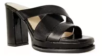 Sandaliasde Mujer Zuecos Gravagna 8232 Cuero Charol Negro 