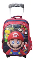 Morral Mochila Con Ruedas Súper Mario Kitx3 Lonchera Cartuch