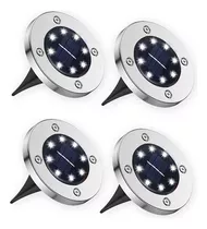 Focos Luz Solar Para Jardin Piso Embutir A Bateria 8 Led X4