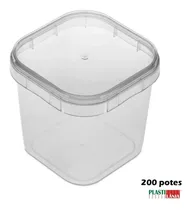 Potes Quadrados Bolo No Pote 220ml Lacre 200 Potinhos Plast