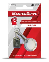 Pendrive 32gb Master Drive Mini Metal 10 Anos De Cor Prata Logo