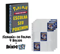 Fichário Álbum Pasta Cards Pokemon + 30 Folhas 9 Bolsos