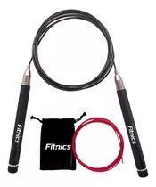 Cuerda Saltar De Velocidad Aluminio Fitnics Cardio Crossfit Color Negro