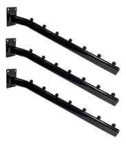 Arara Frontal Inclinada De 40cm Preto P/ Parede - Kit 3 Pçs