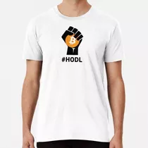 Remera Hodl Bitcoin Btc - Puño Negro Con Bitcoin Algodon Pre