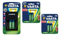 Combo Cargador  2 Pilas Aaa+ 2 Pilas Aa Recargables Varta 