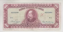 Billete Chile 10 Escudos 1960 Figueroa Mackenna 10000 Pesos
