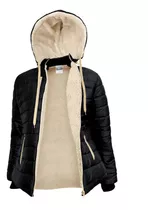 Campera Inflable Abrigo Mujer Con Corderito Y Capucha. G6