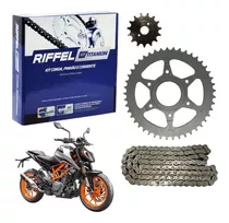 Kit Transmision Riffel Ktm Duke 390 Piñon Corona Y Cadena