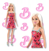 Boneca Barbie Basica Loira E Vestido Heart Roxo Mattel T7439