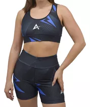 Conjunto Deportivo Mujer Calza Biker Top Corpiño Running Fit