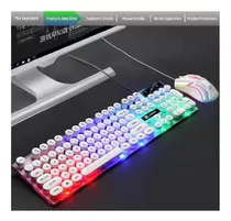 Kit Teclado Mouse Teclas Redondas Rgb Jogador Semi Mecanico