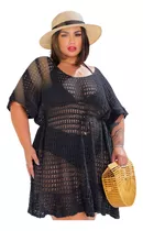 Saida De Praia Plus Size Tricot  Manguinha 48 Ao 54