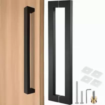 Manillon Negro Tubo Cuadrado Para Puertas Madera 60 Cm 