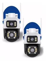 Kit 2 Câmeras De Segurança Ps Imports Wi-fi Smart Dupla Lente 3mp Vigilância Cor Branco