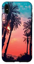 Funda Para iPhone XS Max Fun Tropical Beach Palm Tree Par-02
