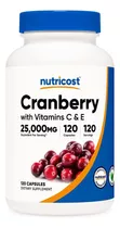 Cranberry 25000 Mg Con Vitamina C E Americana Nutricost Sabor Natural