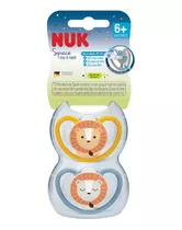 Kit 2 Chupetas Space Bico Silicone 6 Meses + Menino Nuk