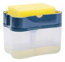 Dispensador De Detergente, Jabón Líquido, Con Esponja Incluida - Para Lavar Platos, Loza, Vajilla - Color Azul
