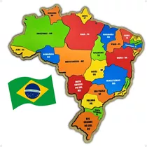 Quebra-cabeça Mapa Do Brasil Pedagógico Grande Em Madeira