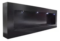 2 Nicho Duplo Retangular Preto Com Led 60x20x6 Madeira Mdf