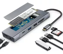 Hub Usb-c 8in1 Hdmi 4k 30hz + Microsd + Slot M.2 Nvme & Sata