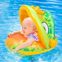 Flotador Inflable Cocodrilo Toldo Salvavidas Asiento Bebe