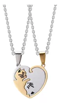 Collar De Pareja De Acero Inoxidable Love Cat