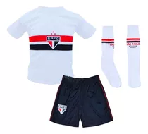 Uniforme Infantil São Paulo Kit 3 Pçs Meião Branco Oficial