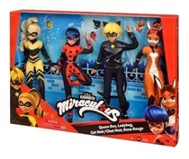 Miraculous Set De Queen Bee, Ladybug, Chatnoir Y Rena Rouge 