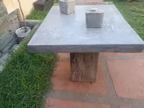 Mesa Ratona Artesanal De Microcemento Hierro Y Madera 