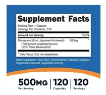 Resveratrol 500 Mg Nutricost 120 Capsulas Sabor Sin Sabor