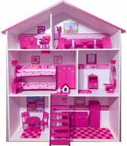 Casita De Muñecas, Armada Y Pintada, Muebles, Luz Y Regalos!