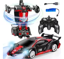 Auto Carro A Control Remoto Recargable Transformer Robot