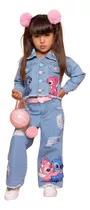 Conjunto Jeans Infantil Calça Pantalona E Jaqueta Lilo Angel