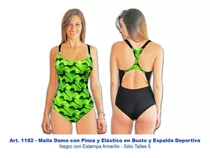 Malla Natacion Enteriza Estampada Damas Resistente Al Cloro