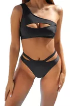Bikini Traje De Baño Malla Top Y Bombacha Tiro Alto Mujer