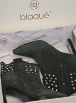 Botas Negras Gamuza Tachas Cierre Taco Alto Blaqué Talle 36