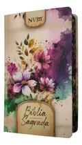 Bíblia Sagrada Nvi Slim Capa Dura Com Índice Tamanho Grande Capa Flores E Folhas