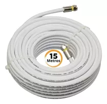 Cabo Coaxial Para Antena Tv Digital Branco Montado 15 Metros