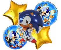 X5 Globos Sonic Set Cumpleaños Sonic Decoracion Cumpleaños Color Azul Globo Sonic 080