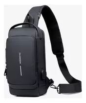 Shoulder Bag Bolsa Masculina Pochete Transversal Impermeável Cor Preto Desenho Do Tecido Liso Althor