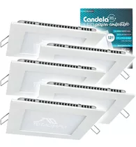 5 Plafones Led Cuadrados Embutibles 18w Luz Fría Candela Color Blanco