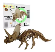 Brinquedo Quebra Cabeça 3d Dinossauro Tricerátops Mdf