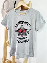 Remera Basica Mujer Con Estampa Aerosmith