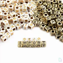 150 Letras Cubo 6x6mm Metalizadas X 25gr Bijou Pulseras